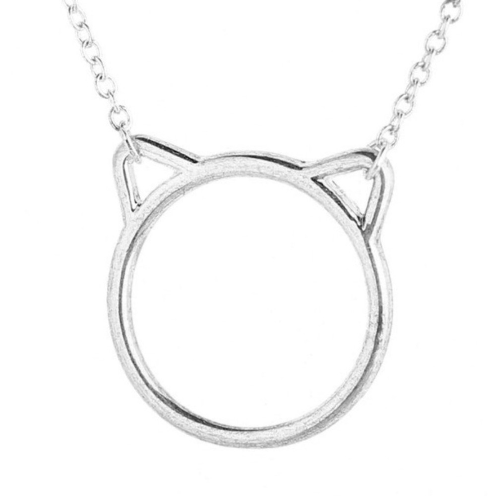 Silver Kitty Cat Pendant Necklace